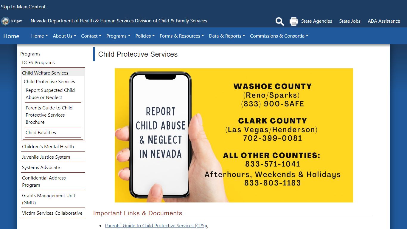 Nevada's Child Welfare and Child Protective Services